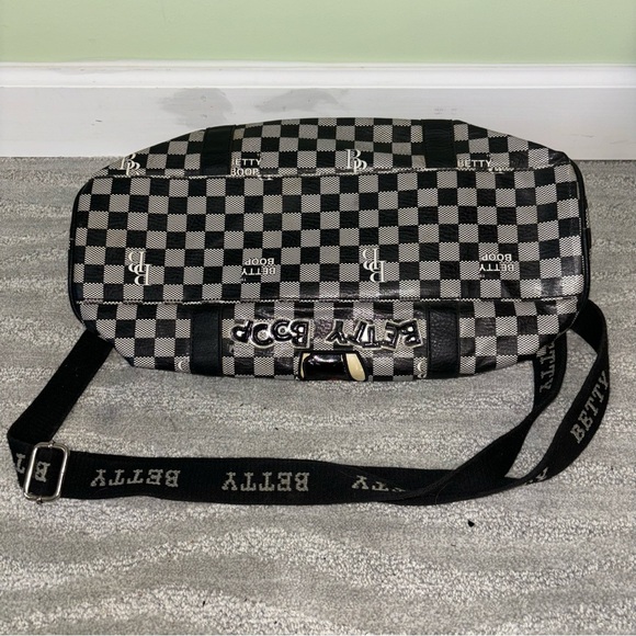Betty Boop Black & White Checkered Vinyl Shoulder Bag W/ Adjustable Strap Y2K - Picture 12 of 14